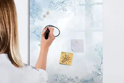 Tableau effaçable à sec magnétique motif esquisse de fleur