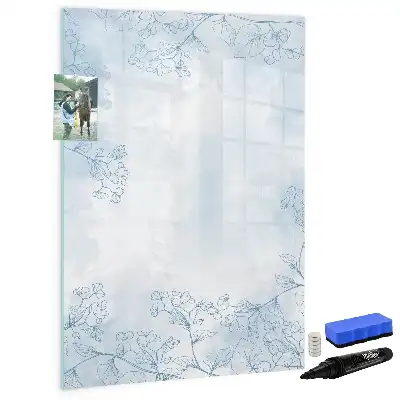 Tableau effaçable à sec magnétique motif esquisse de fleur