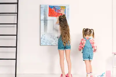 Tableau effaçable à sec magnétique motif esquisse de fleur
