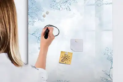 Tableau effaçable à sec magnétique motif esquisse de fleur