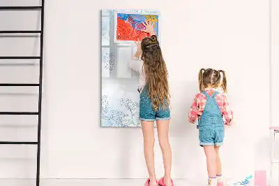 Tableau effaçable à sec magnétique motif esquisse de fleur