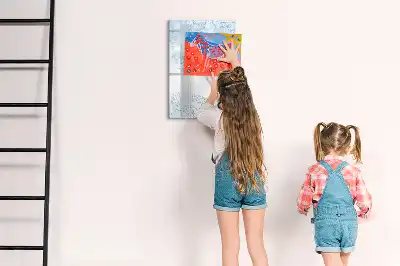 Tableau effaçable à sec magnétique motif esquisse de fleur