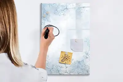 Tableau effaçable à sec magnétique motif esquisse de fleur