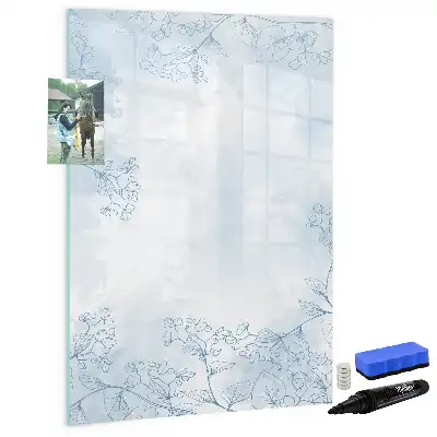 Tableau effaçable à sec magnétique motif esquisse de fleur