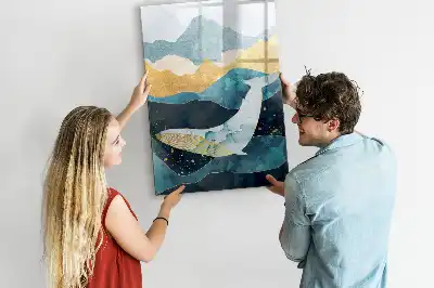 Tableau magnétique effaçable à sec en forme de baleine en marbre