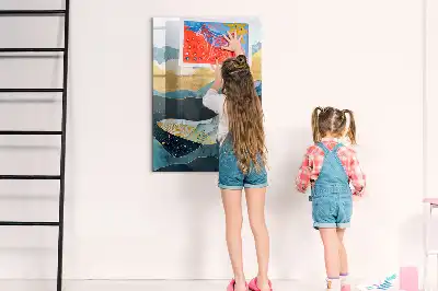 Tableau magnétique effaçable à sec en forme de baleine en marbre