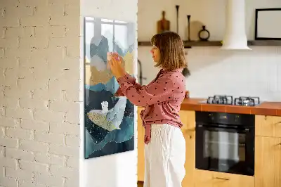 Tableau magnétique effaçable à sec en forme de baleine en marbre