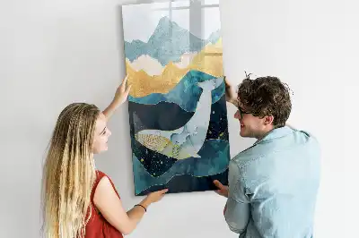 Tableau magnétique effaçable à sec en forme de baleine en marbre