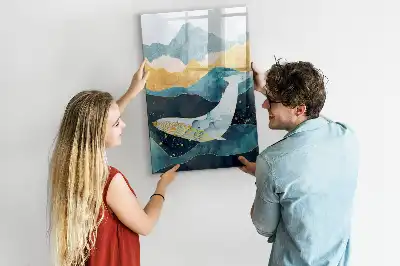 Tableau magnétique effaçable à sec en forme de baleine en marbre