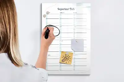 Tableau effaçable à sec magnétique dates importantes