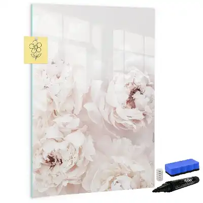 Tableau effaçable à sec magnétique motif pivoines