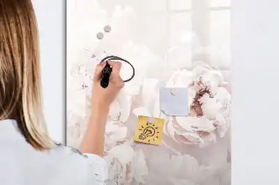 Tableau effaçable à sec magnétique motif pivoines