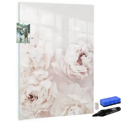 Tableau effaçable à sec magnétique motif pivoines