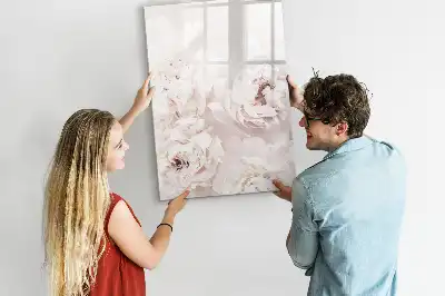 Tableau effaçable à sec magnétique motif pivoines