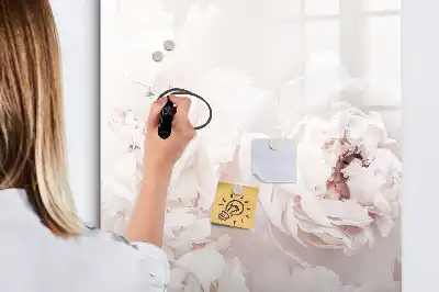 Tableau effaçable à sec magnétique motif pivoines