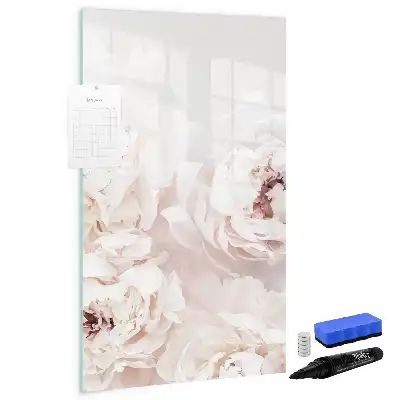 Tableau effaçable à sec magnétique motif pivoines