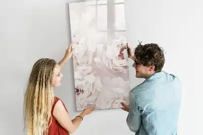 Tableau effaçable à sec magnétique motif pivoines