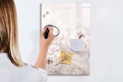 Tableau effaçable à sec magnétique motif pivoines