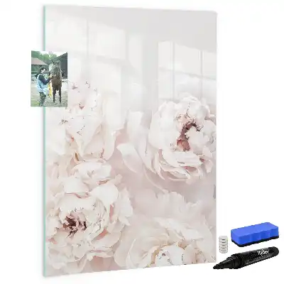 Tableau effaçable à sec magnétique motif pivoines