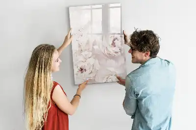 Tableau effaçable à sec magnétique motif pivoines