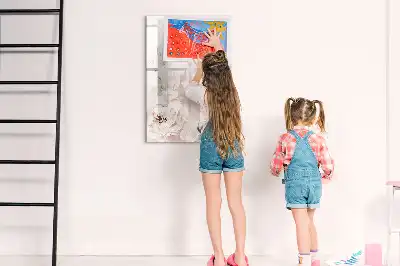 Tableau effaçable à sec magnétique motif pivoines