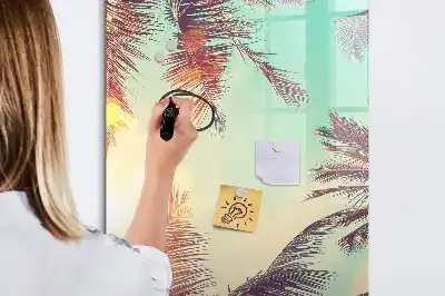 Tableau magnétique effaçable à sec motif palmier tropical