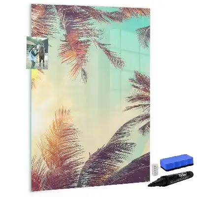 Tableau magnétique effaçable à sec motif palmier tropical