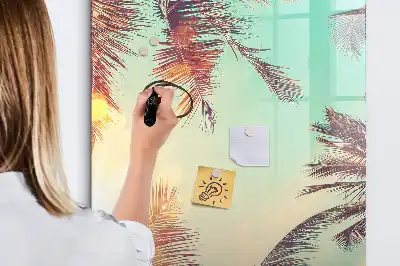 Tableau magnétique effaçable à sec motif palmier tropical