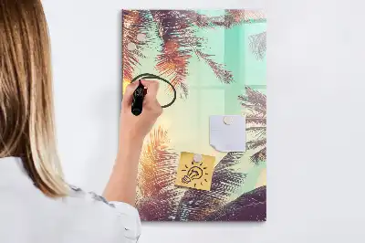 Tableau magnétique effaçable à sec motif palmier tropical