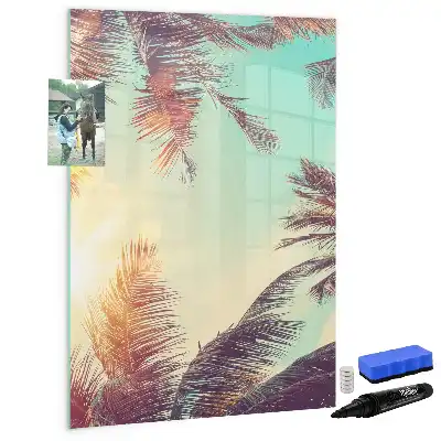 Tableau magnétique effaçable à sec motif palmier tropical