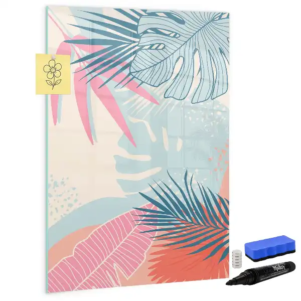Tableau effaçable à sec magnétique feuilles coloris pastel