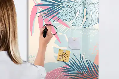 Tableau effaçable à sec magnétique feuilles coloris pastel