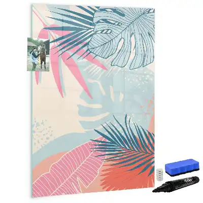 Tableau effaçable à sec magnétique feuilles coloris pastel