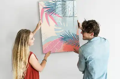 Tableau effaçable à sec magnétique feuilles coloris pastel