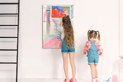 Tableau effaçable à sec magnétique feuilles coloris pastel