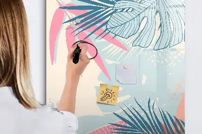 Tableau effaçable à sec magnétique feuilles coloris pastel