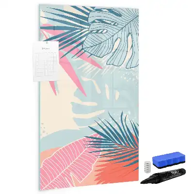 Tableau effaçable à sec magnétique feuilles coloris pastel
