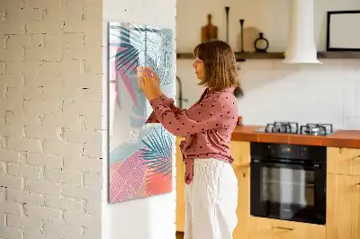 Tableau effaçable à sec magnétique feuilles coloris pastel