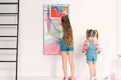 Tableau effaçable à sec magnétique feuilles coloris pastel
