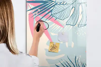 Tableau effaçable à sec magnétique feuilles coloris pastel