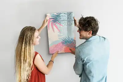 Tableau effaçable à sec magnétique feuilles coloris pastel