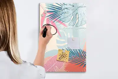 Tableau effaçable à sec magnétique feuilles coloris pastel