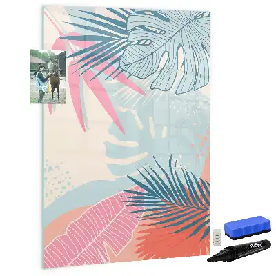 Tableau effaçable à sec magnétique feuilles coloris pastel