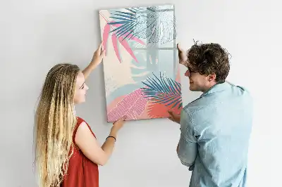 Tableau effaçable à sec magnétique feuilles coloris pastel