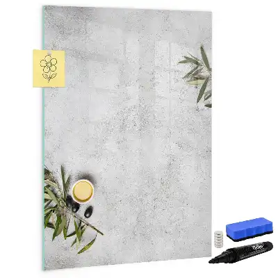 Tableau magnétique effaçable à sec modèle Béton et olives