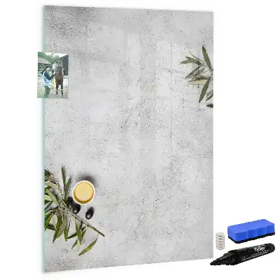 Tableau magnétique effaçable à sec modèle Béton et olives