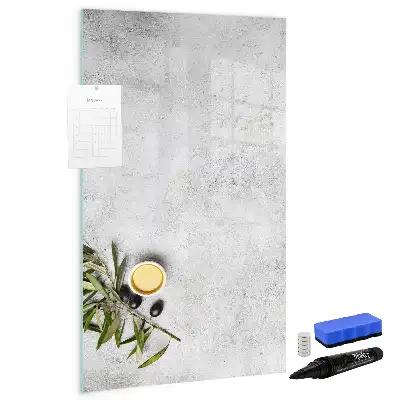 Tableau magnétique effaçable à sec modèle Béton et olives