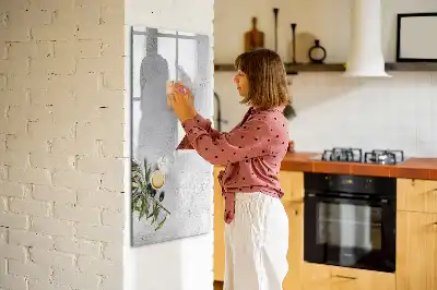 Tableau magnétique effaçable à sec modèle Béton et olives