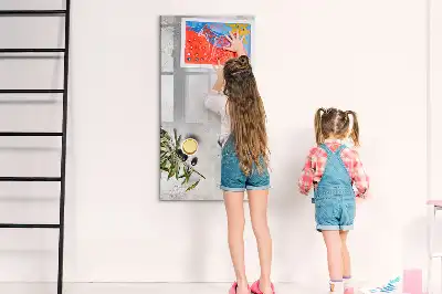 Tableau magnétique effaçable à sec modèle Béton et olives