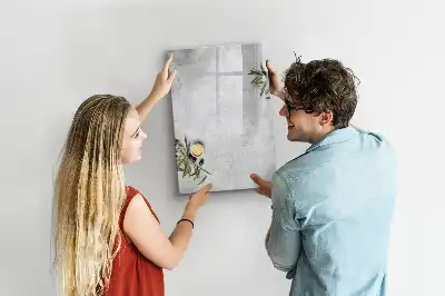 Tableau magnétique effaçable à sec modèle Béton et olives